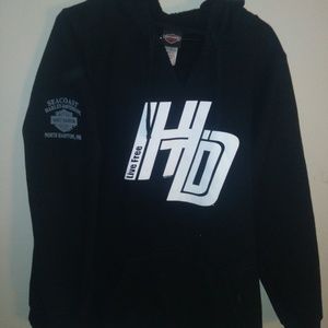 RARE HARLEY DAVIDSON SEACOAST BLACK HOODIE SIZE XL